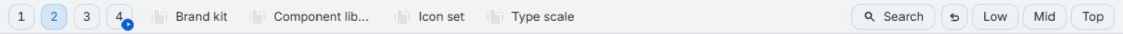 The same bar with slot 2 active, showing the Design folder's four bookmarks.